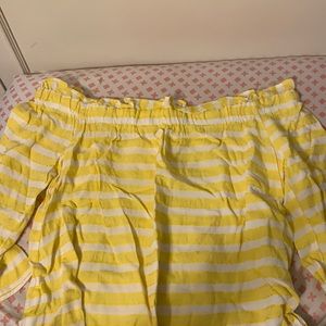 Striped yellow off-shoulder blouse